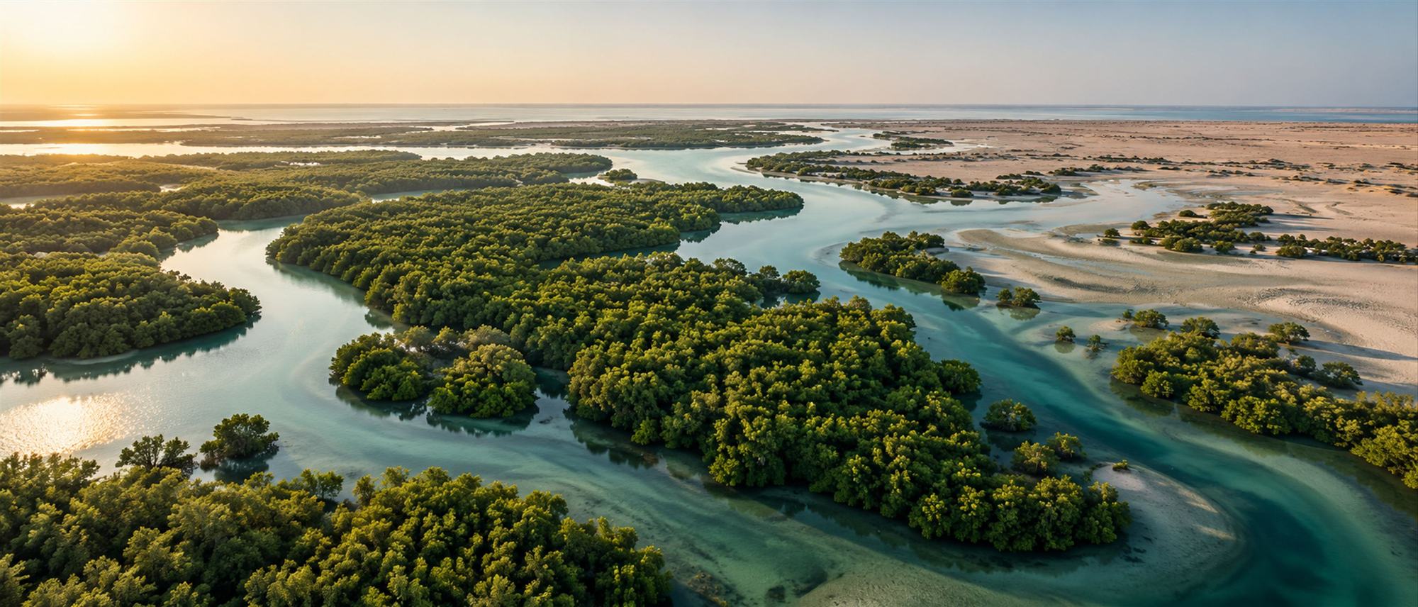 Aerial view of mangroves and tidal channels, for sustainability and environment executive search